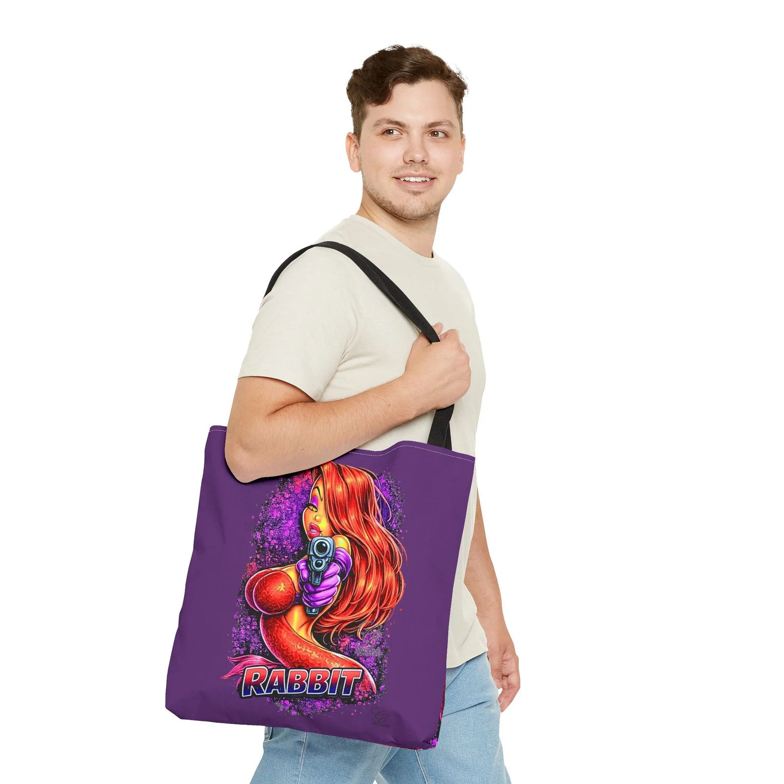 Red-Haired Femme Vixen Rabbit Jess Fatale Illustration Tote Bag | Retro Pinup