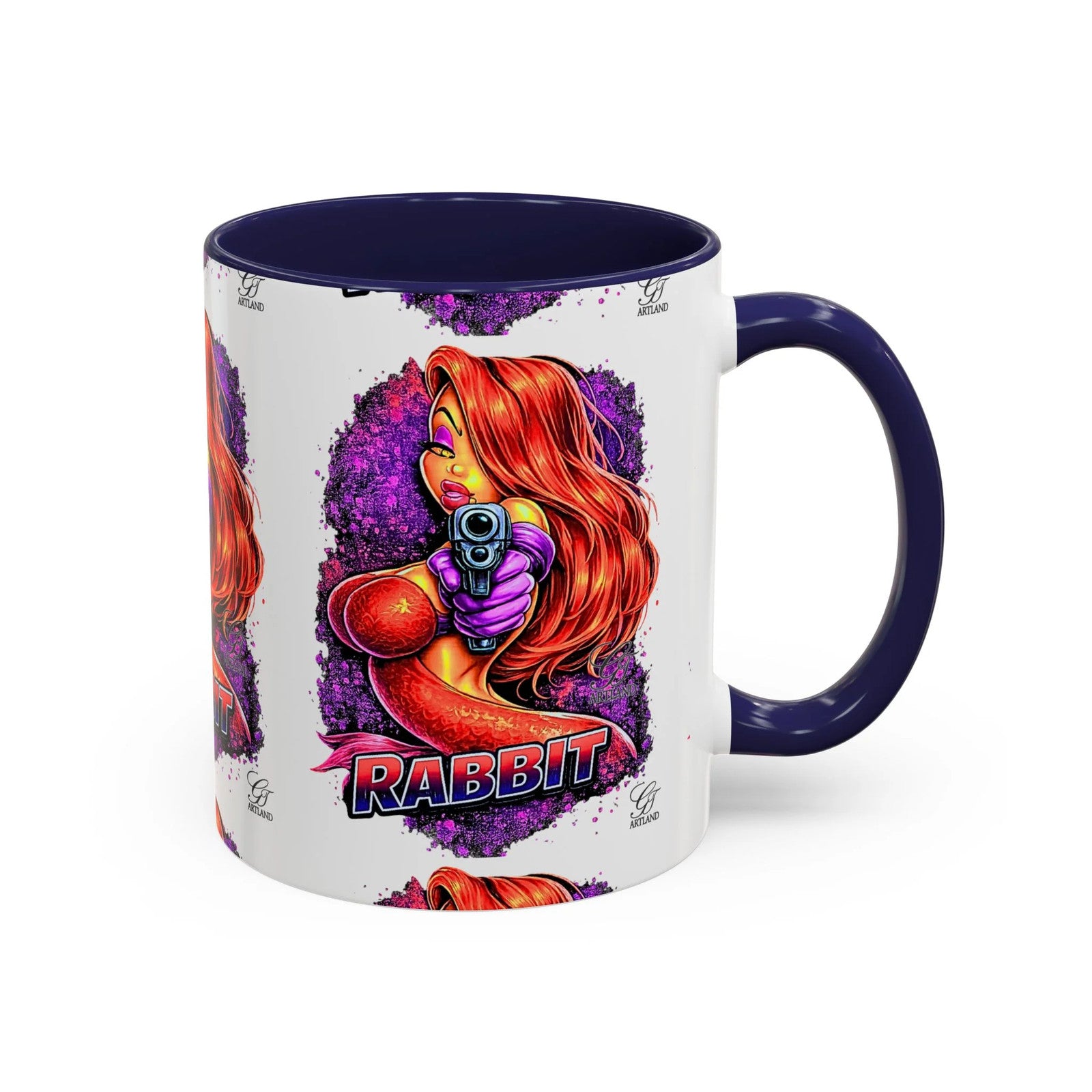 Pinup Redhead Vixen with Gun Rabbit Mug | Accent Coffee Mug 11oz 15oz by GT