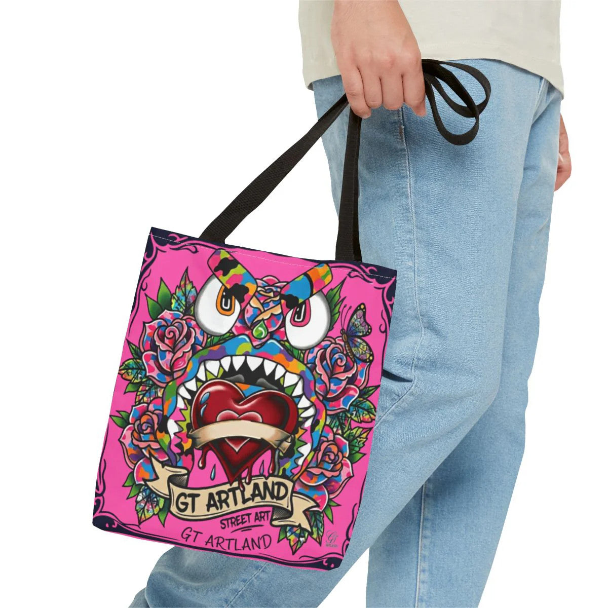 Colorful Gape Tattoo Monster Heart Tote Bag Designer Pinky Edition | All-Over