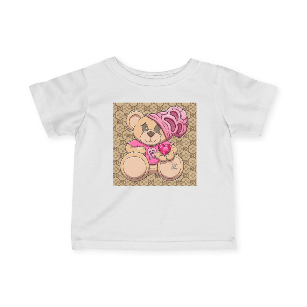 Teddy Bear with Heart Tees Infant Tee | Cute Pink Bear Baby Shirt by GT Artland