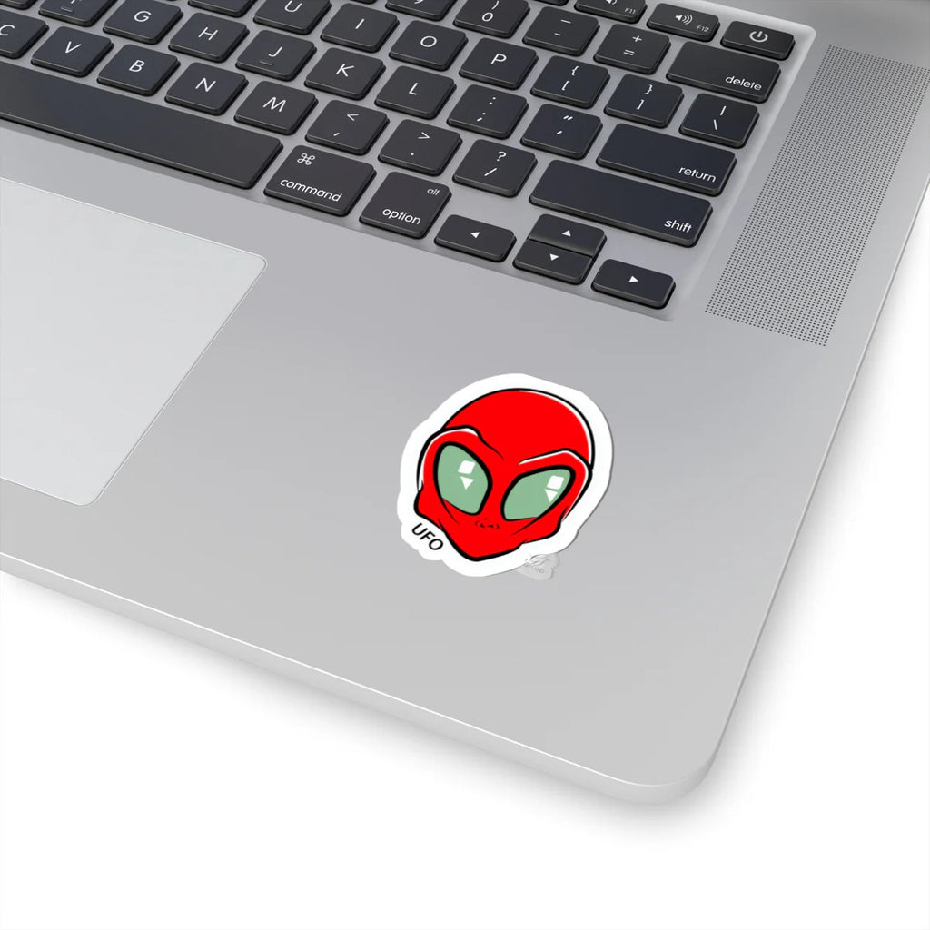 Red Alien Head UFO Sticker | Kiss-Cut Vinyl Decal by GT Artland