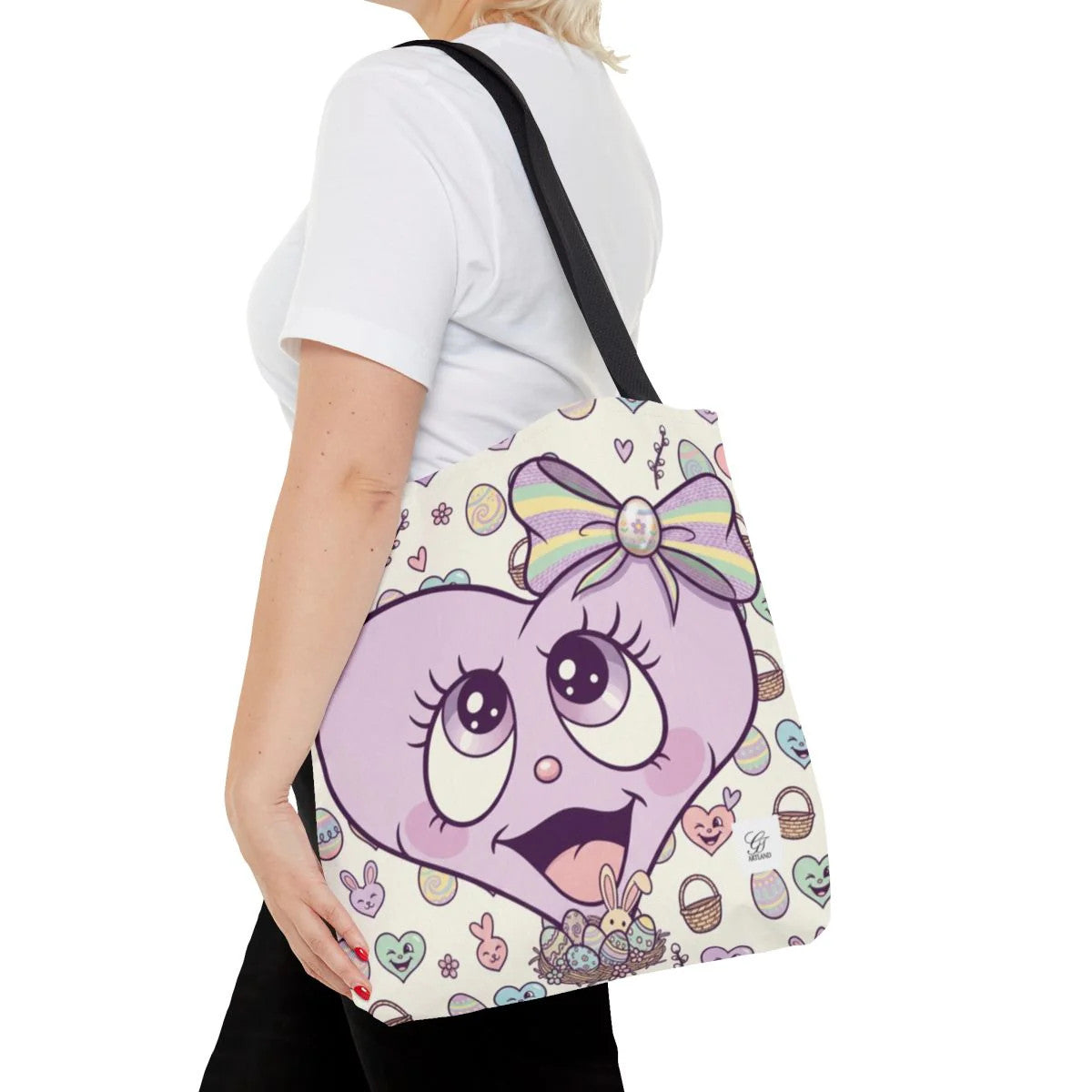 Easter Love Hunt Heart with Bow Designer Tote Bag by GT Artland