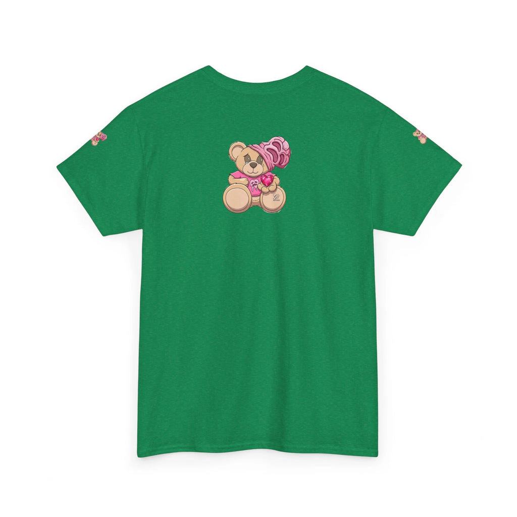 Pink Bear with Brain Beanie T-Shirt | Cute Teddy Illustration by GT Artland