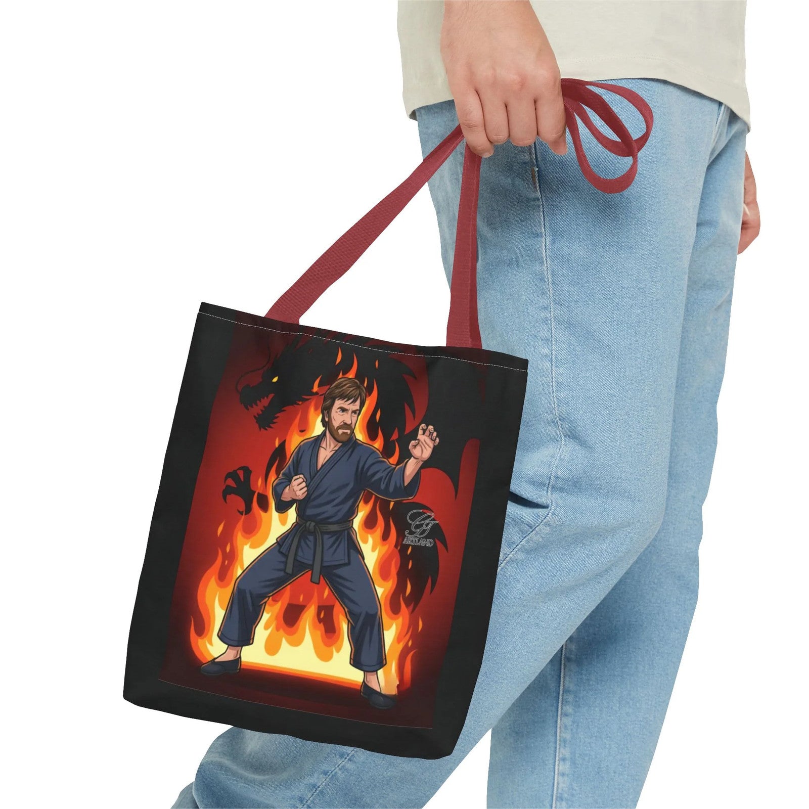 Flame Karate Fighter Chuck Norris Tote Bag | Martial Arts Fire Ninja