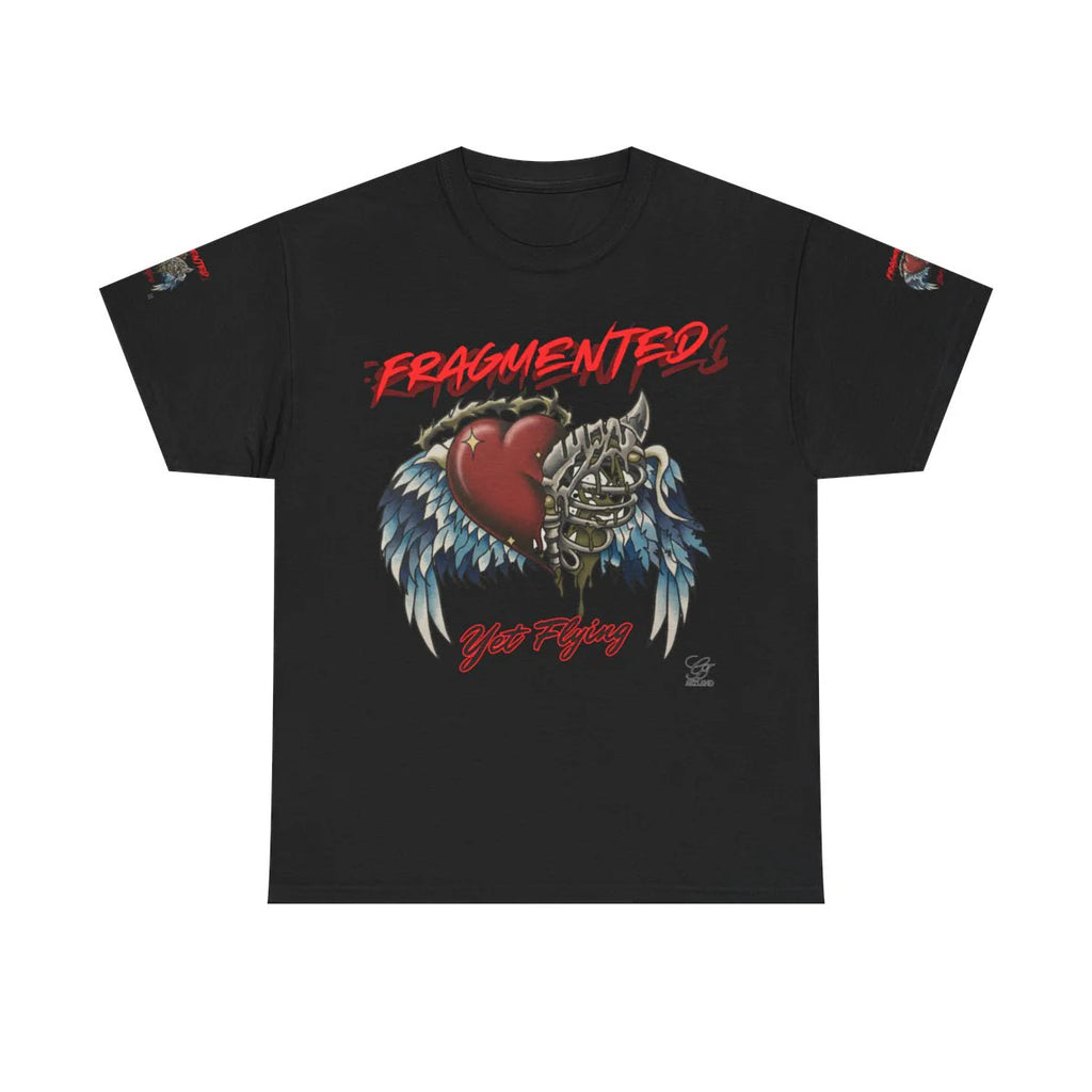 "Fragmented Yet Flying" Motivational Tattoo Style Heart and Bones Unisex Heavy