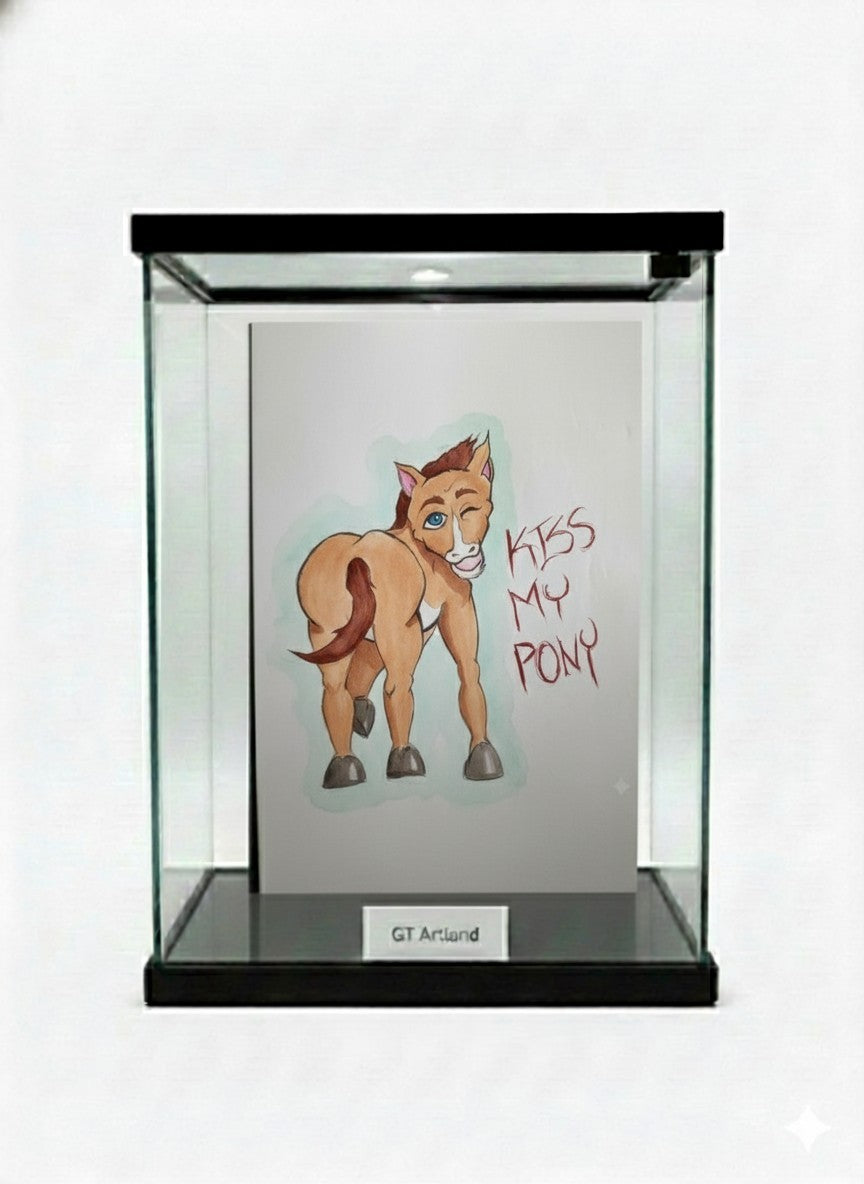 Kiss My Pony Humor ART  HD Color 8.5 X 11 INCH Original PRINT SIGNED 