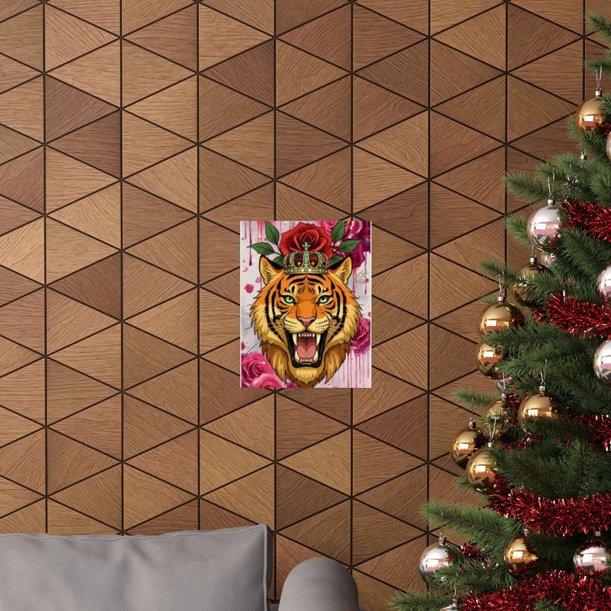 King Tiger Roses Drip Graffiti Designer Matte Vertical Posters by GT Artland