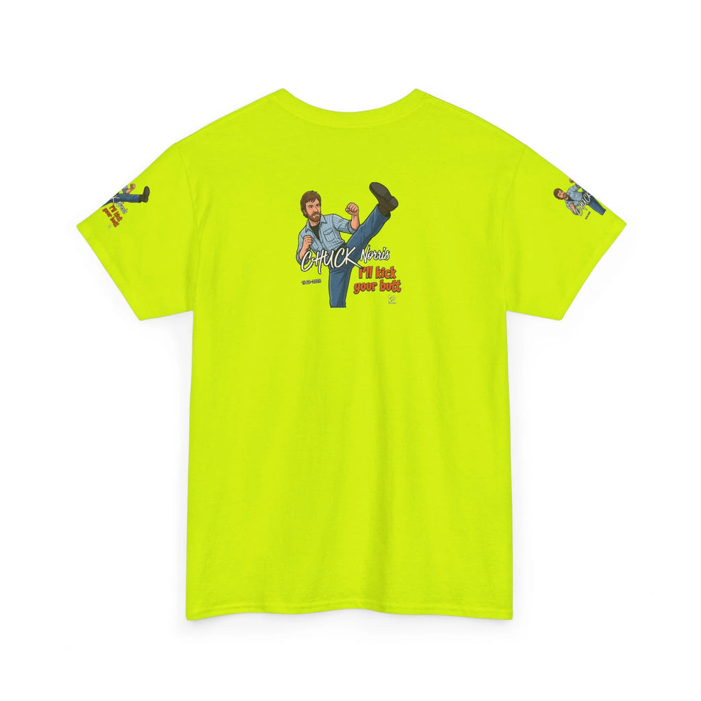 Chuck Norris kick illustration T-Shirt | I'll kick your butt slogan designer by