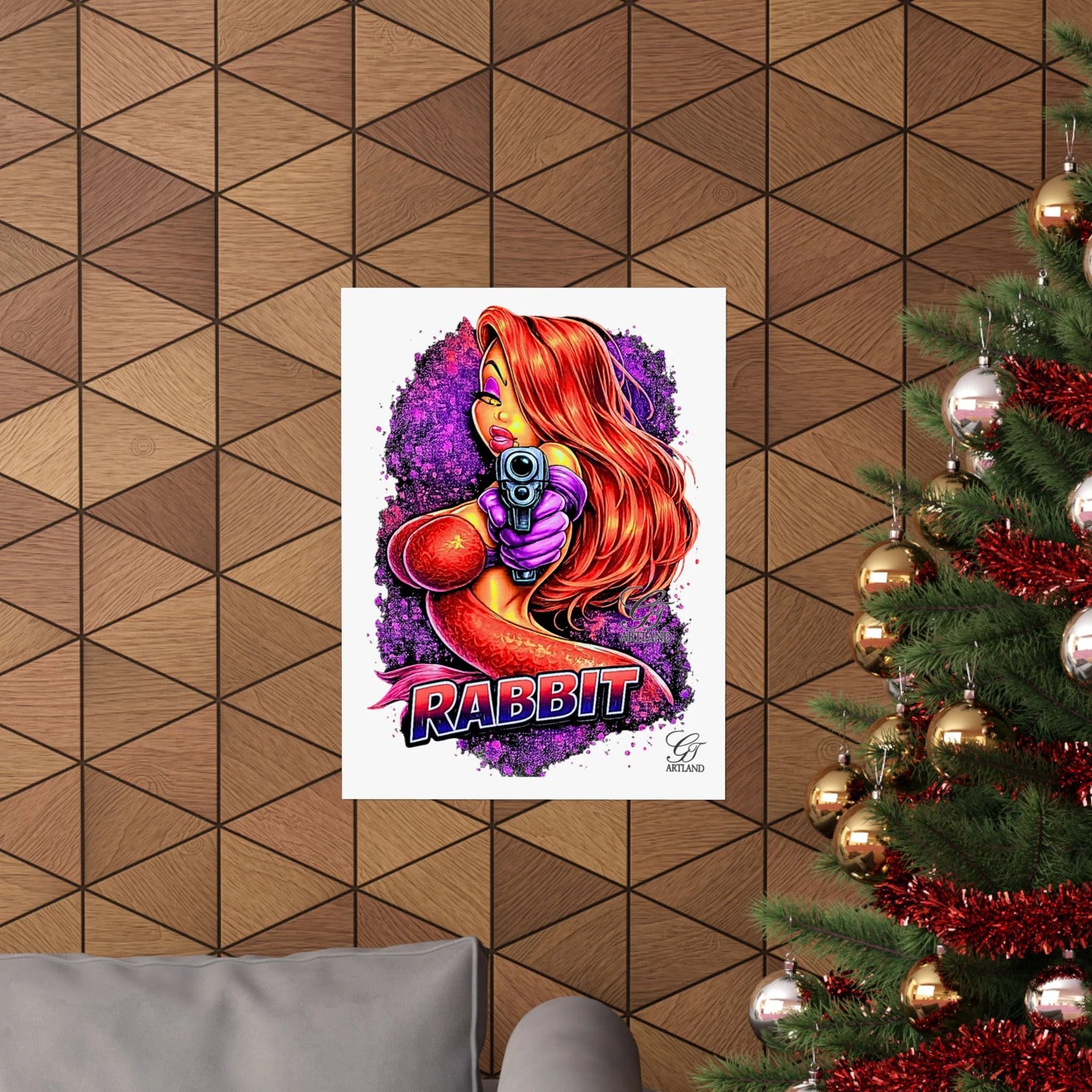Rabbit Pinup Vixen Girl Poster | Matte Vertical Poster, Retro Cartoon Art Clean