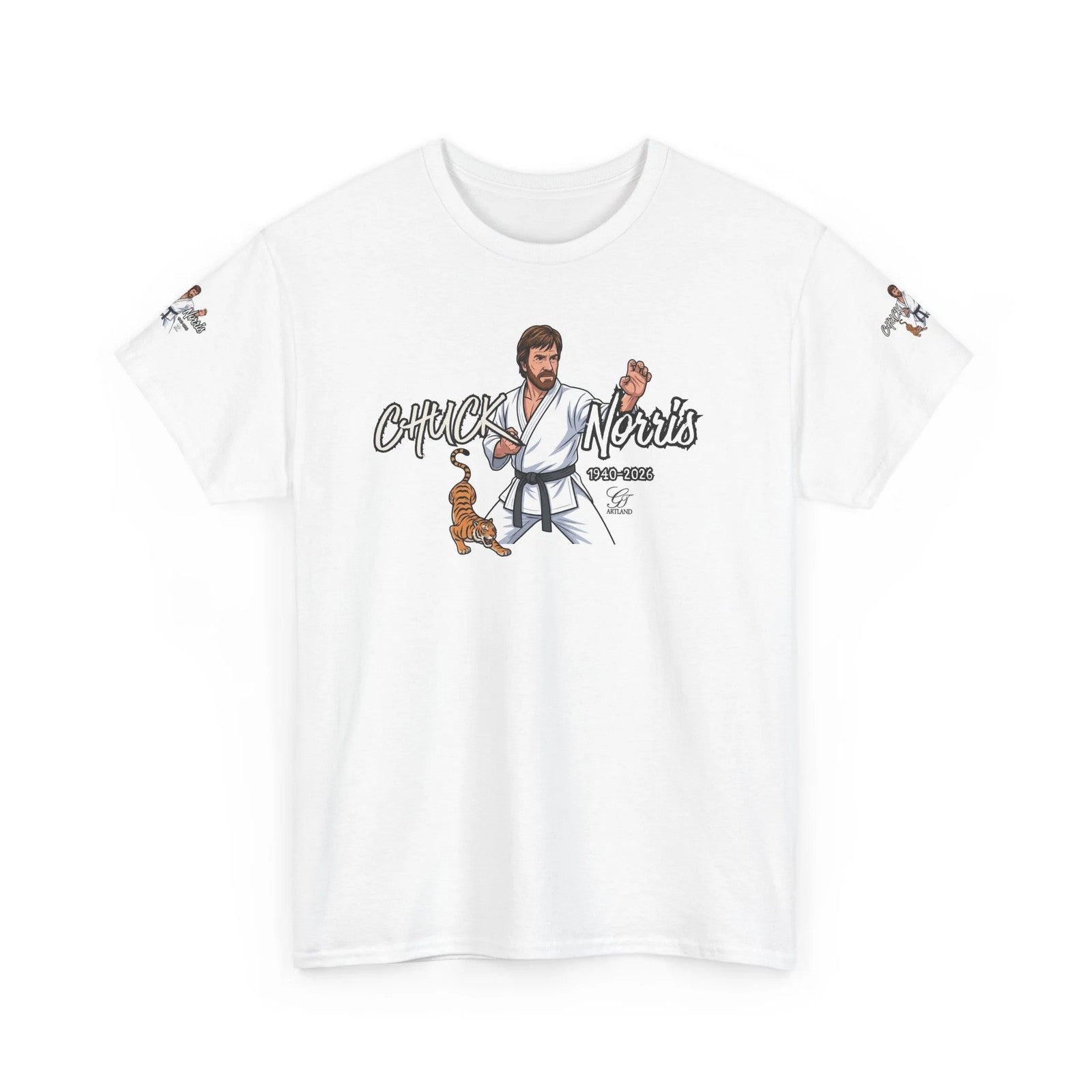 Chuck Norris Legend Martial Artist Cartoon with Tiger Tee | Retro Karate