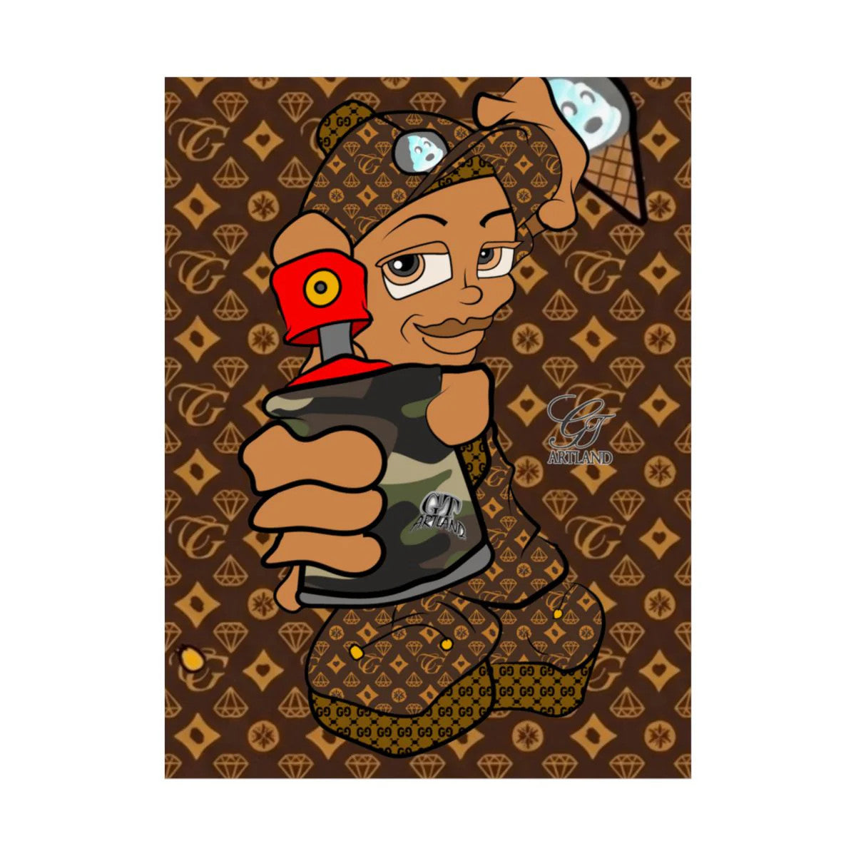 Ebony Spray Can Kid GT High Fashion Graffiti Designer Matte Vertical Posters by
