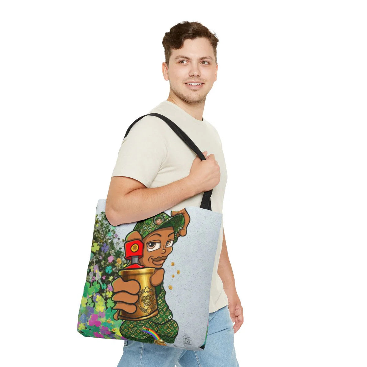 "Lucky Art" Spray Can Ebony Couple (Boy/Girl) St Patrick Theme Designer Tote
