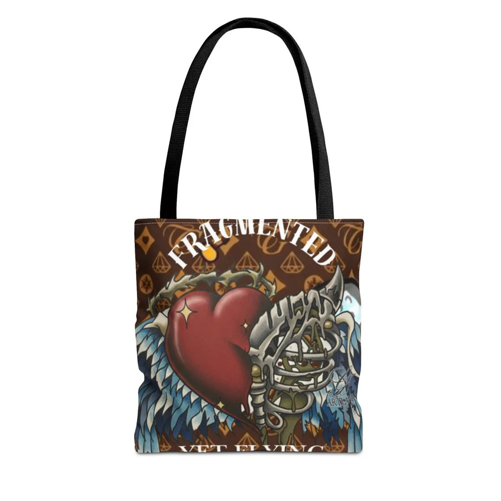 Fragmented yet flying Motivational tattoo Heart with Wings and Skeleton Equal