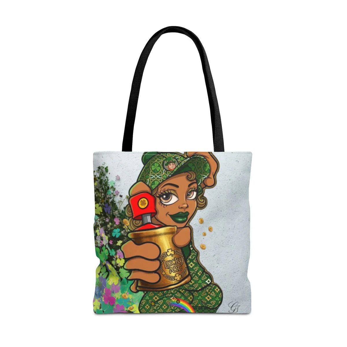 "Lucky Art" Spray Can Ebony Girl St Patrick Theme Designer Tote Bag by GT