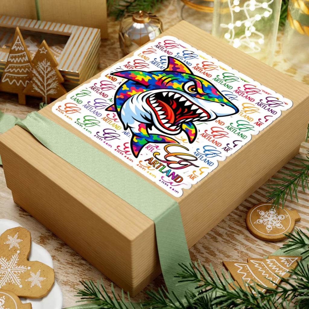Colorful Designer High Fashion Shark GT Bite Sticker | Kiss-Cut Sticker,