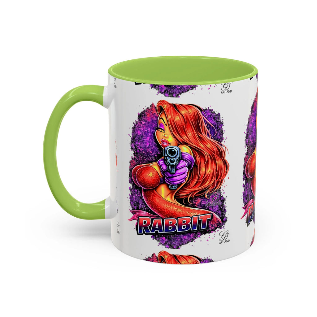 Pinup Redhead Vixen with Gun Rabbit Mug | Accent Coffee Mug 11oz 15oz by GT