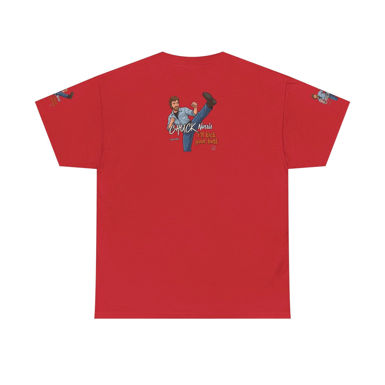 Chuck Norris kick illustration T-Shirt | I'll kick your butt slogan designer by
