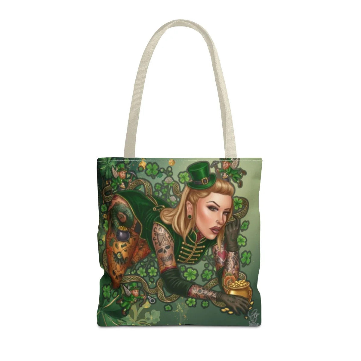 Irish St. Patick Theme Sexy Hot Irish Vixen with Tattoos Designer Tote Bag by