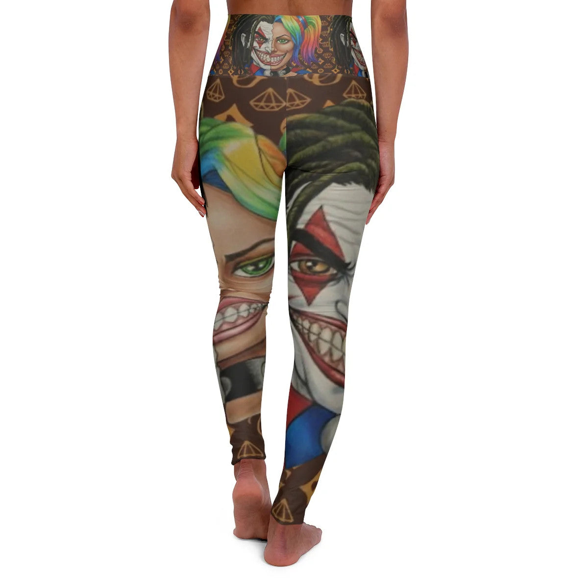 Clown Couple Graffiti Designer High fashion High Waisted Yoga Leggings by GT