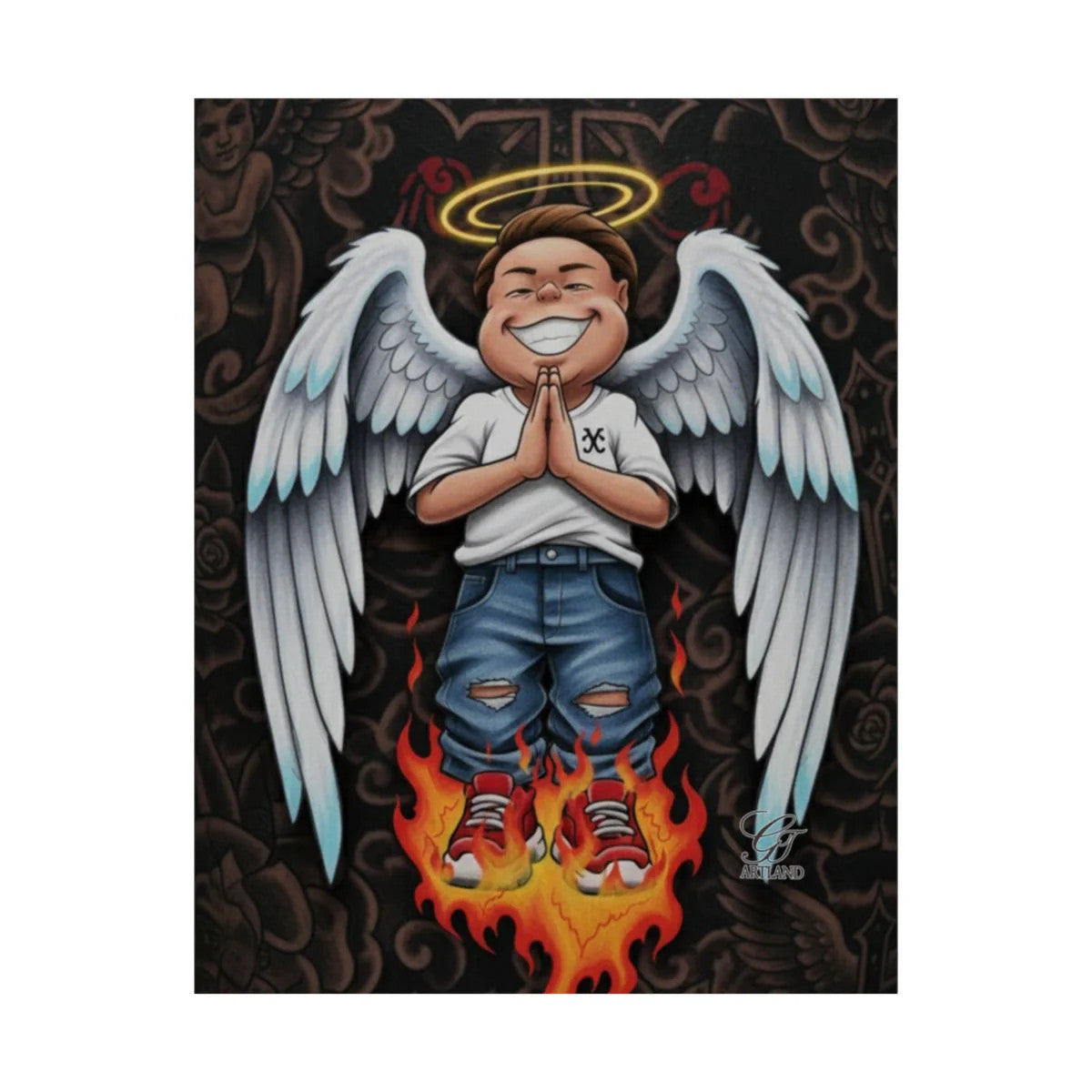 Vanilla Praying Hands Angel Kid Urban Designer High Fashion Graffiti Designer