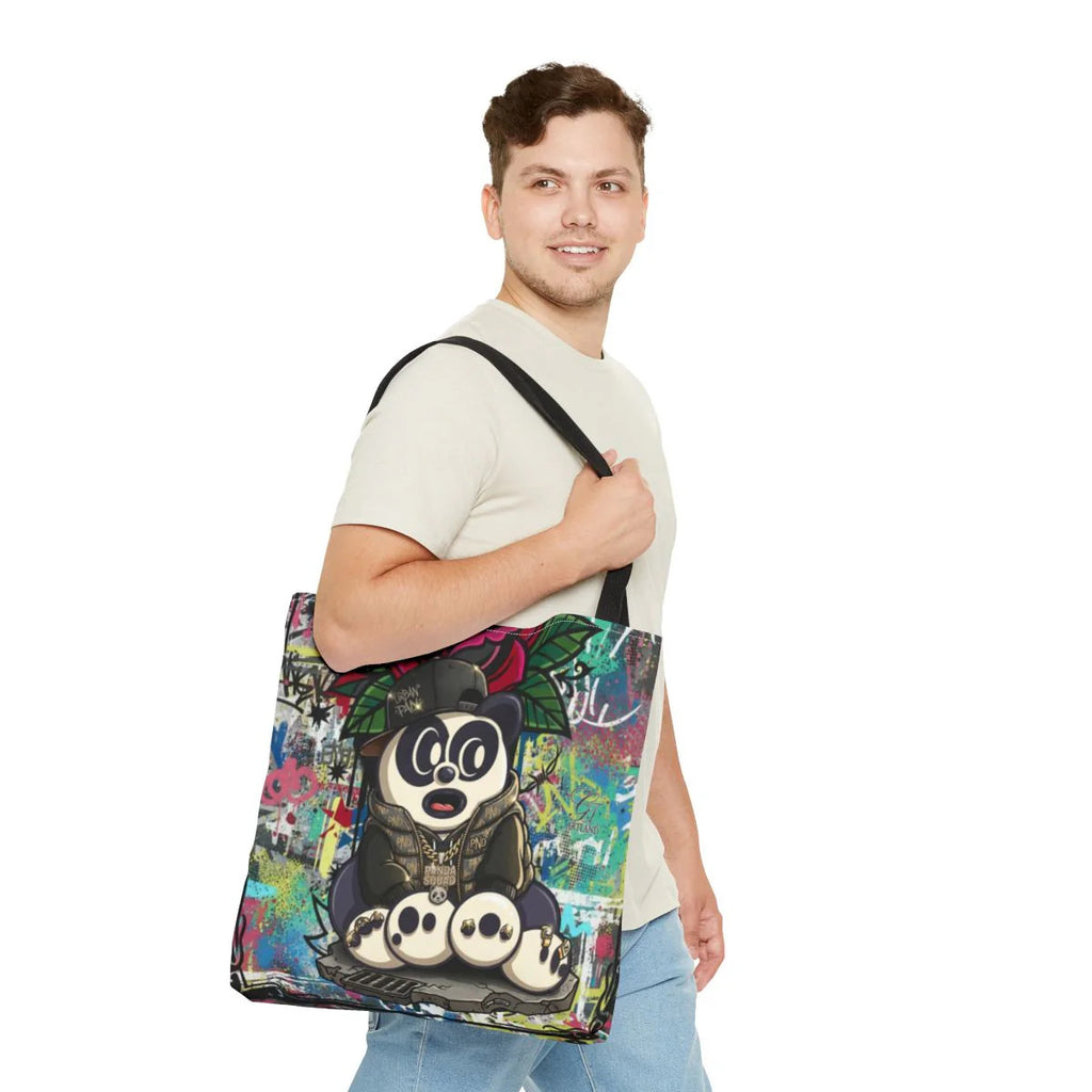 Hip Hop Panda Urban Designer Tattoo Rose Splash Tote Bag Designer | All-Over