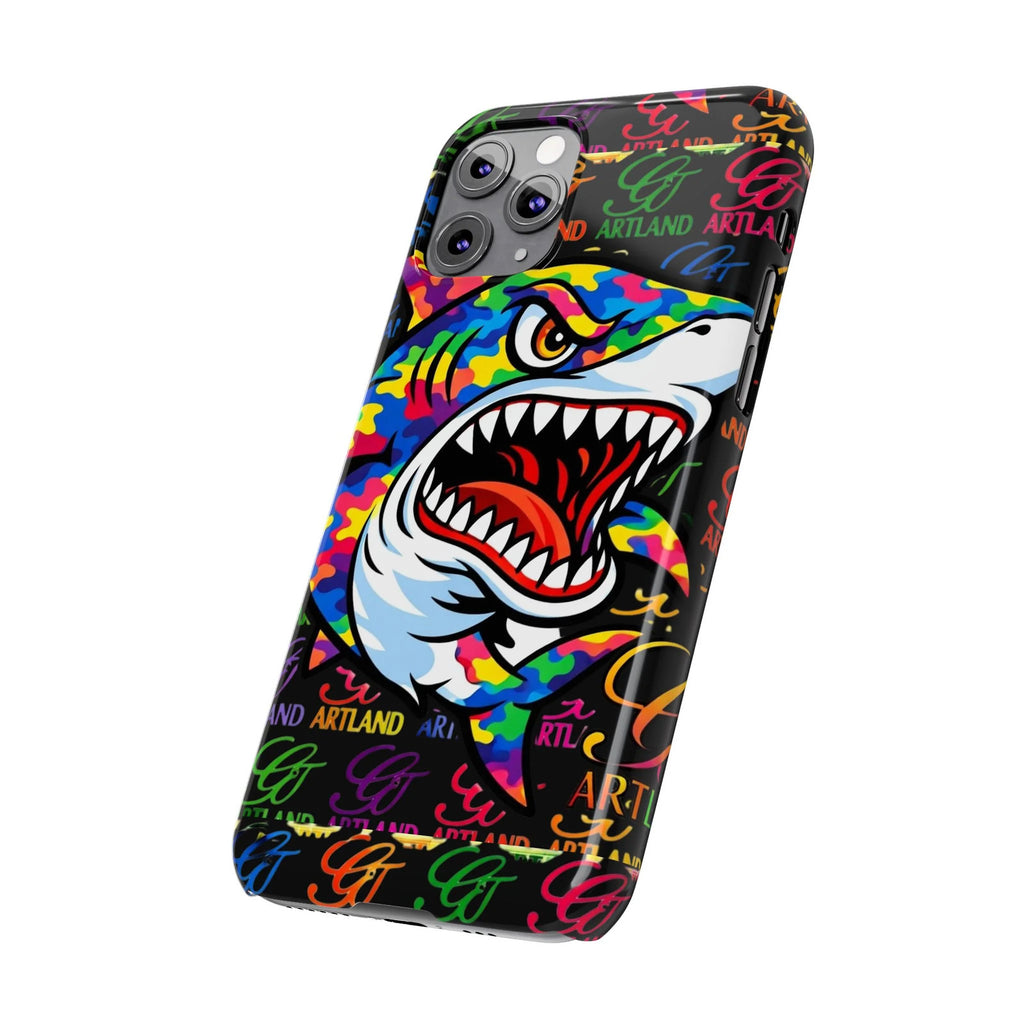 Colorful Shark GT Illustration Slim Phone Case | Neon Graffiti Pattern by GT