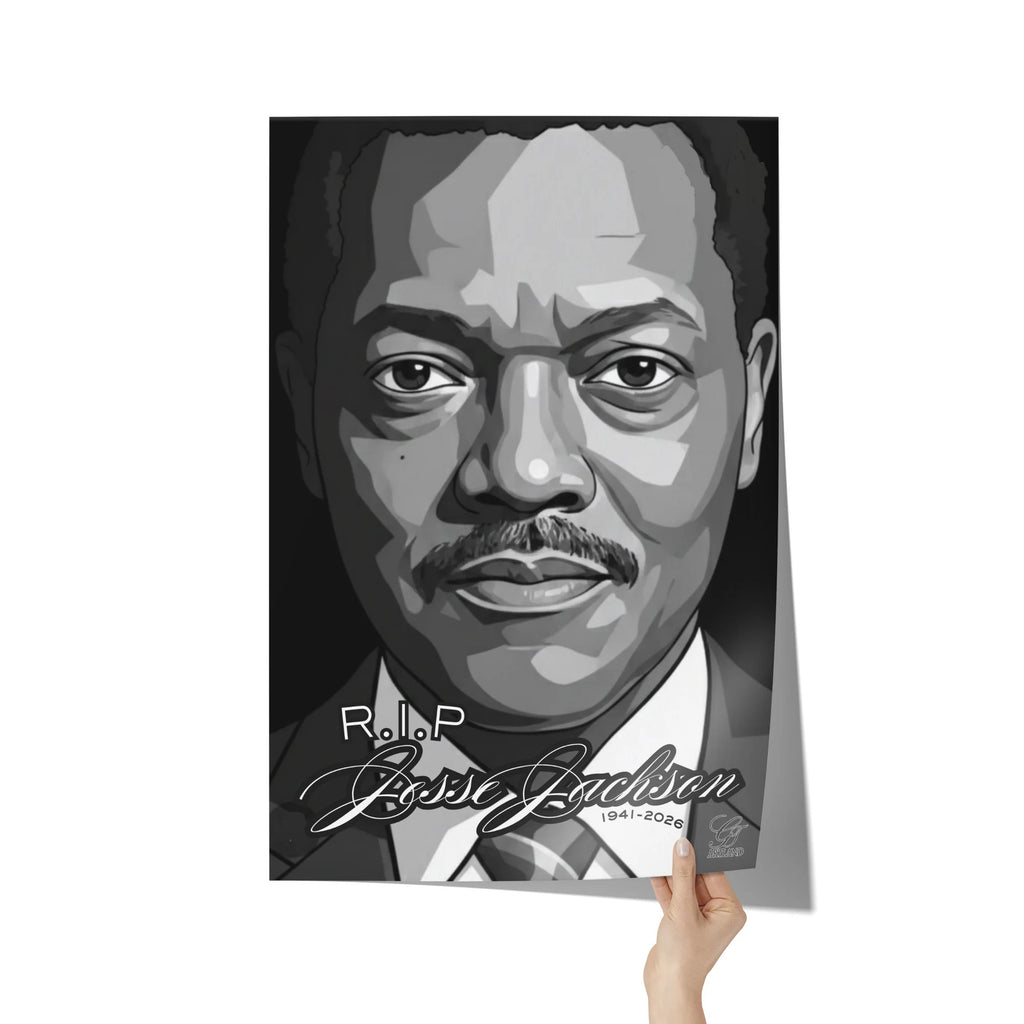 RIP Jesse Jackson Poster Tribute Classic Black and White 24" x 36" by GT Artland