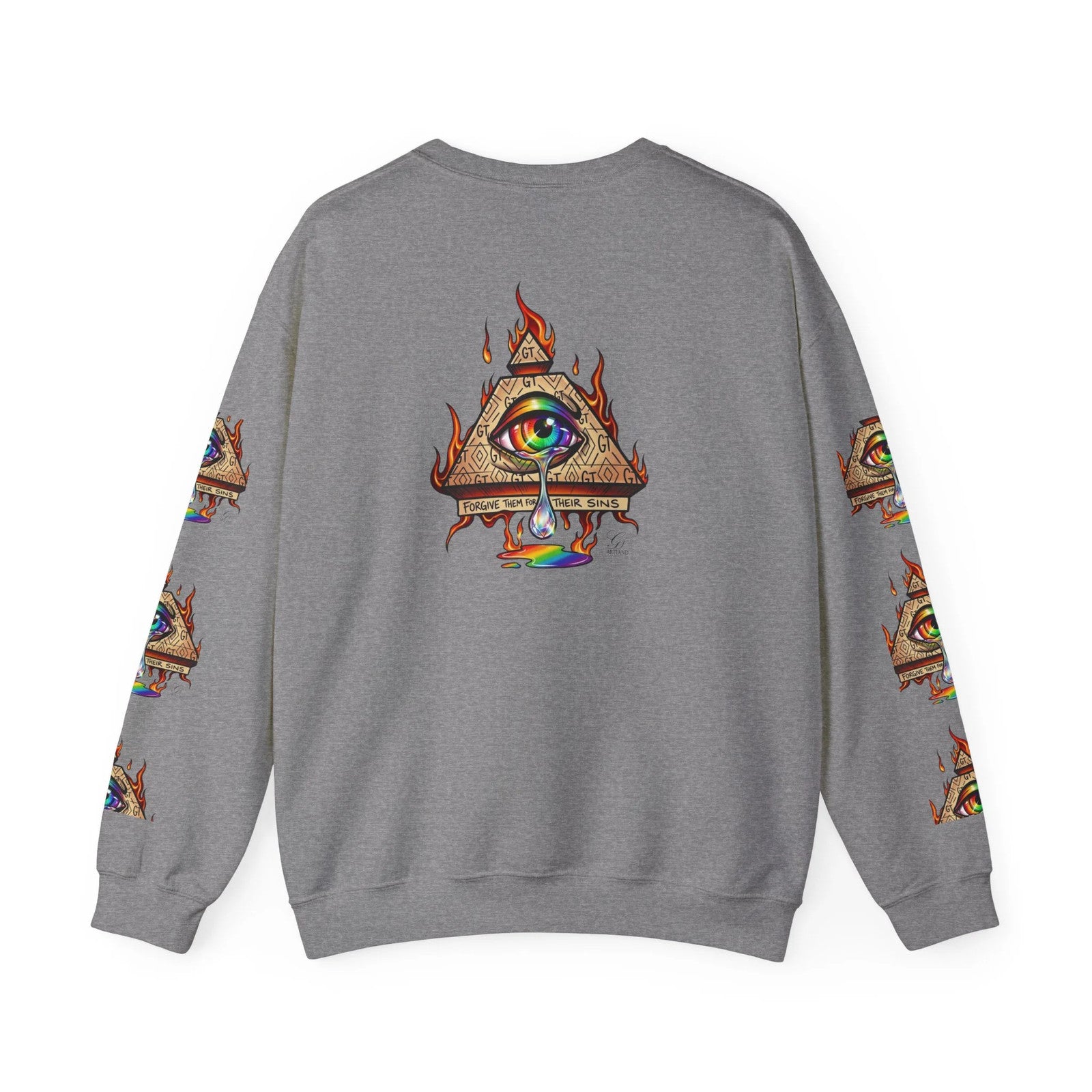 Psychedelic All-Seeing Eye Sweatshirt | Triangle Eye Flame Rainbow Drip by GT
