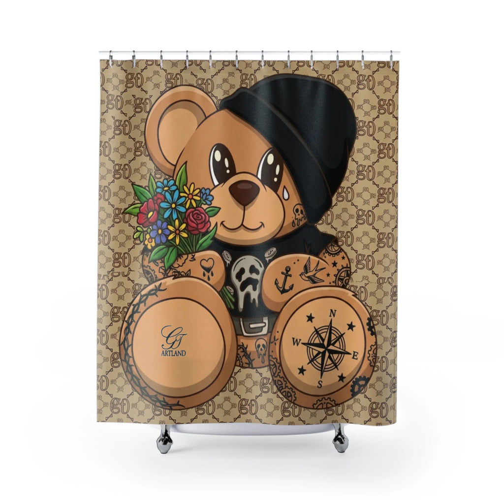 Tattooed Teddy Bear Shower Curtain by GT Artland