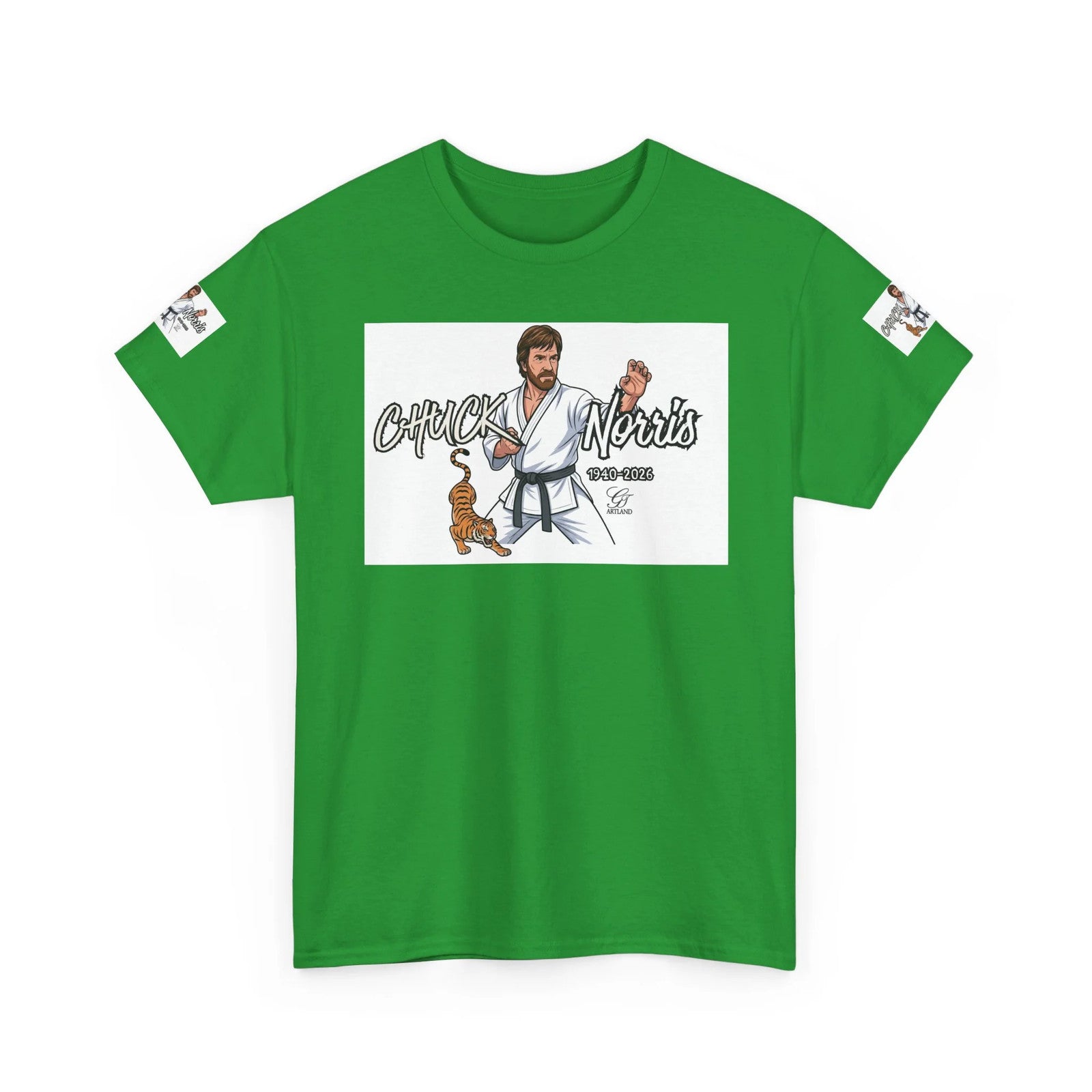 Chuck Norris Legend Martial Artist Cartoon with Tiger Tee | Retro Karate