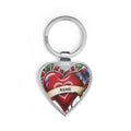 Personalized Hearts Butterfly N Rosez with Name Ribbon Heart Drip Keychain by