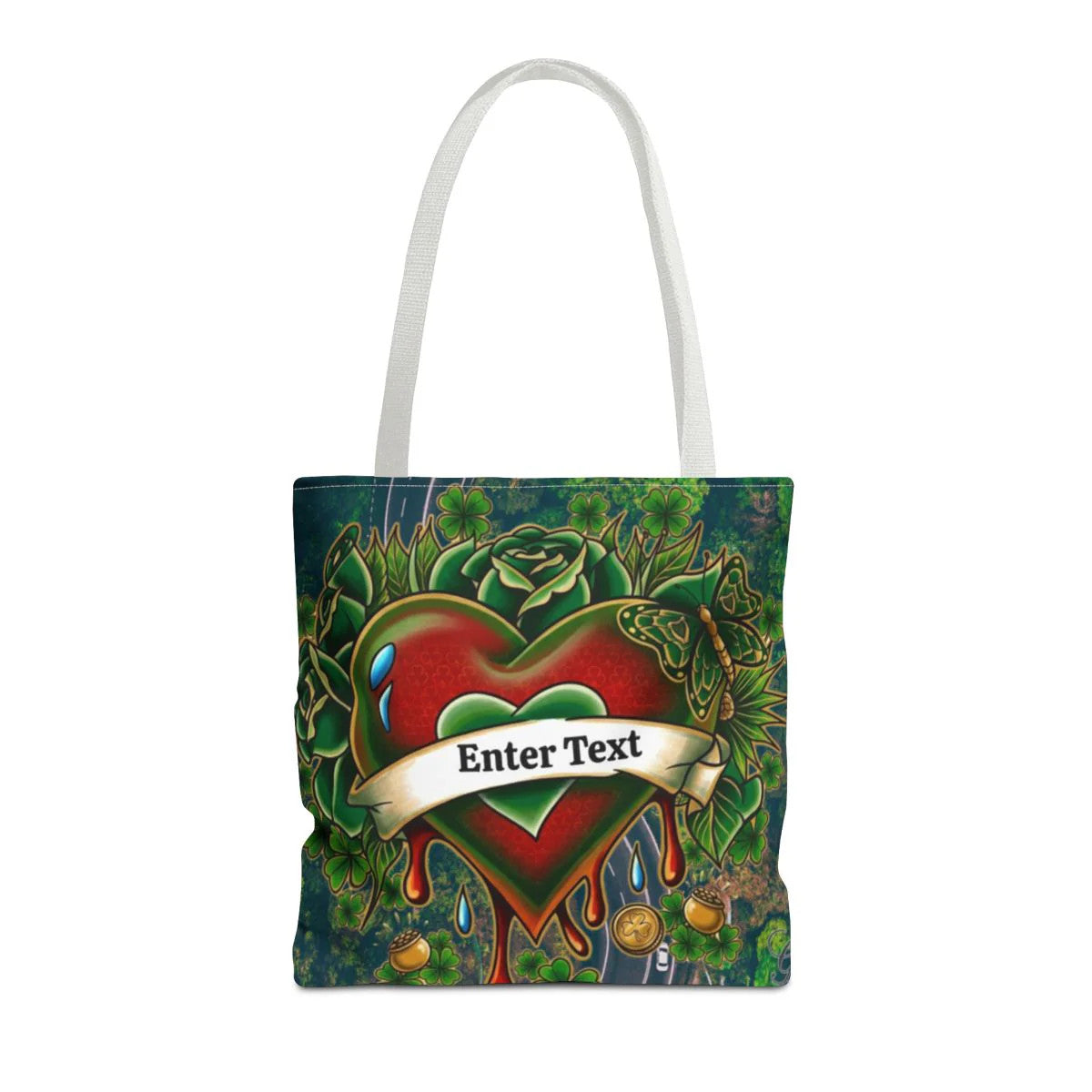 "Lucky Art" Tattoo Heart Urban Shamrock "Custom Text" Nature Splash St. Patrick