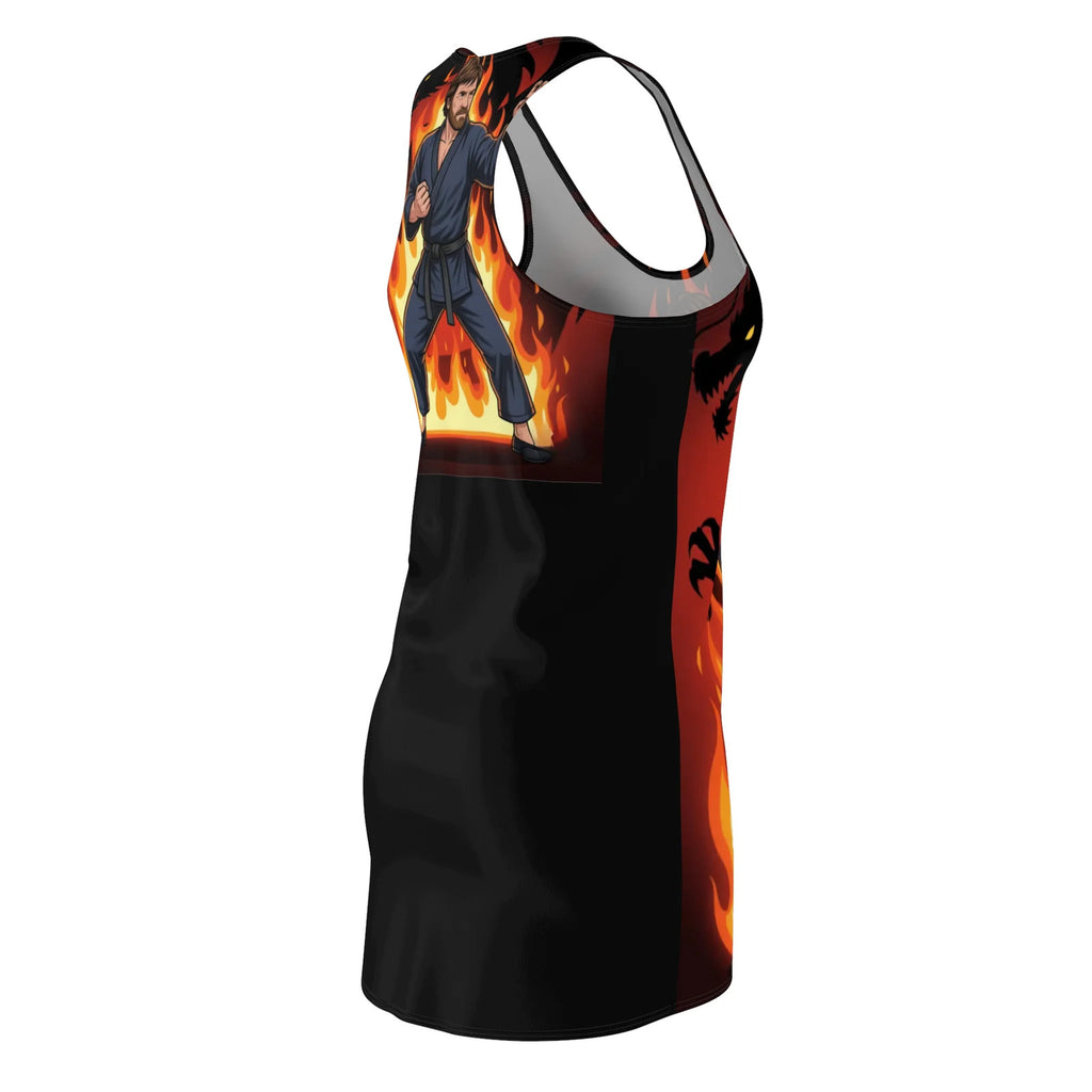 Karate Fighter Chuck Norris Flames Racerback Dress | Martial Arts Graphic by GT