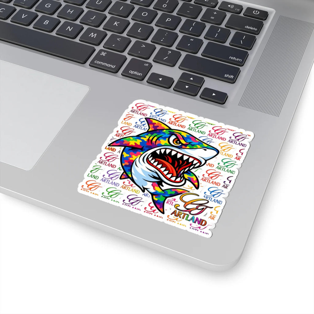 Colorful Designer High Fashion Shark GT Bite Sticker | Kiss-Cut Sticker,