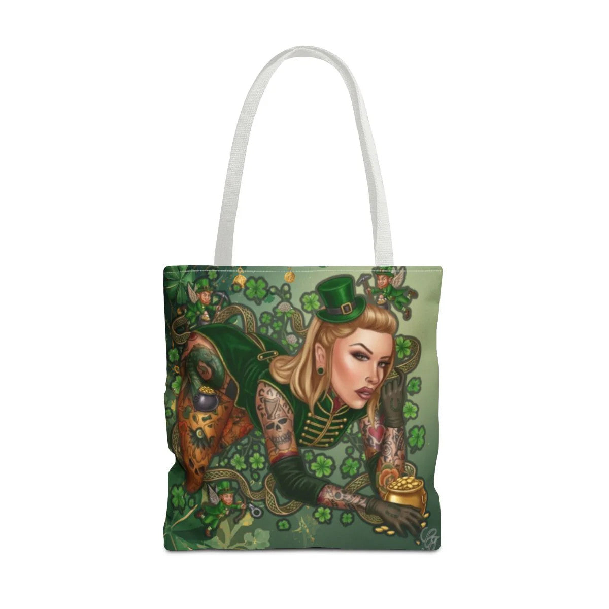 Irish St. Patick Theme Sexy Hot Irish Vixen with Tattoos Designer Tote Bag by