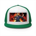 Martial Artist Chuck Norris Flames Trucker Cap | Karate Fighter Illustration,