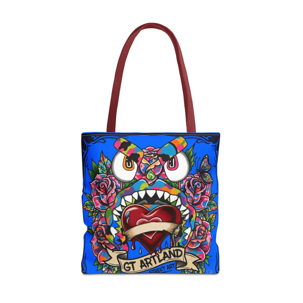 Colorful Gape Tattoo Monster Heart Tote Bag Designer sky blue Edition |