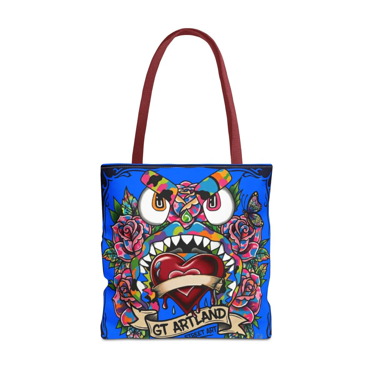 Colorful Gape Tattoo Monster Heart Tote Bag Designer sky blue Edition |