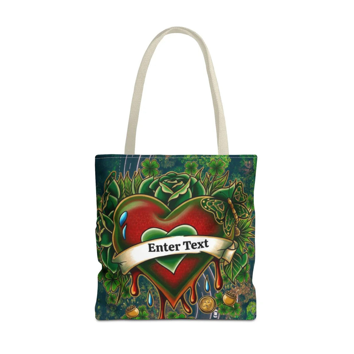 "Lucky Art" Tattoo Heart Urban Shamrock "Custom Text" Nature Splash St. Patrick