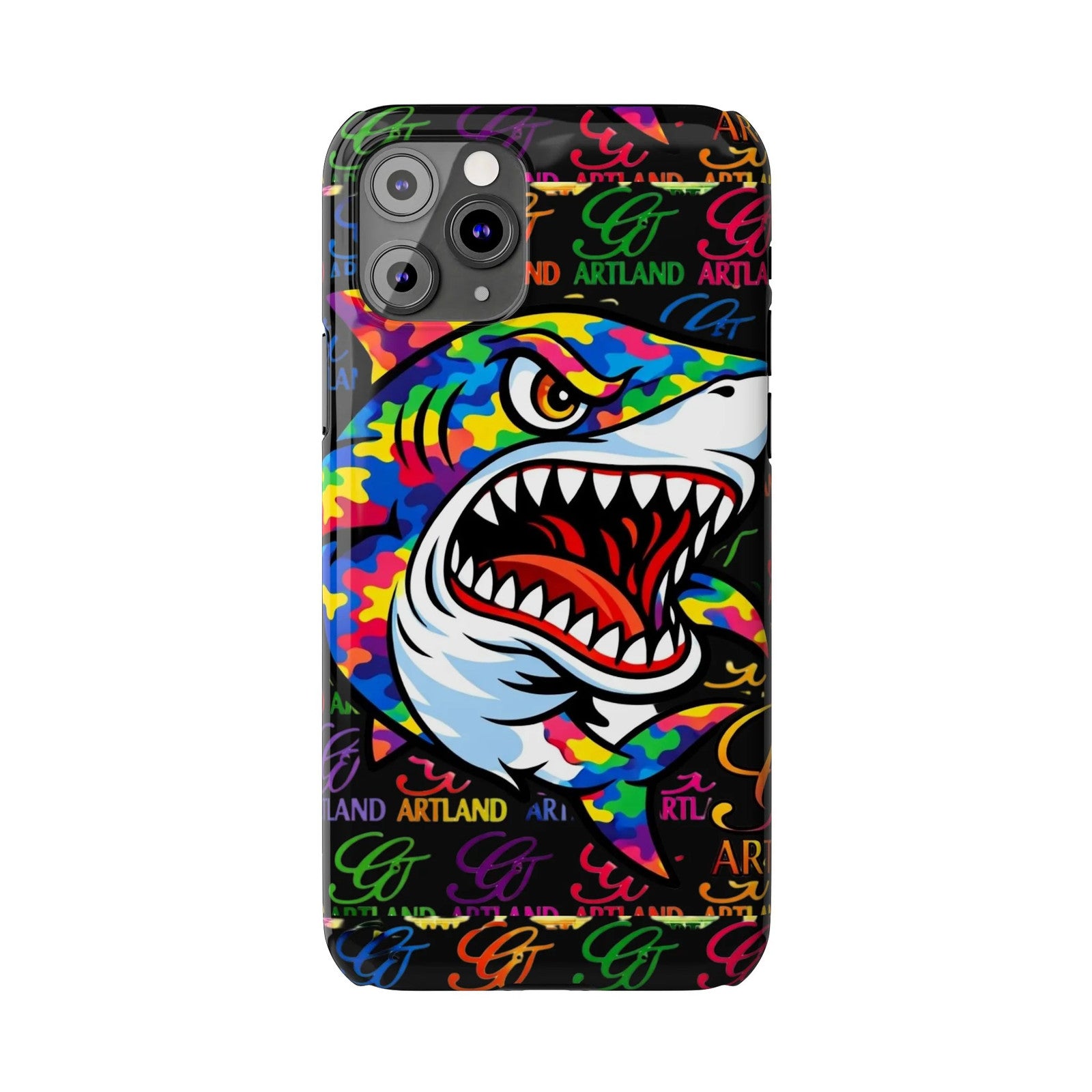 Colorful Shark GT Illustration Slim Phone Case | Neon Graffiti Pattern by GT