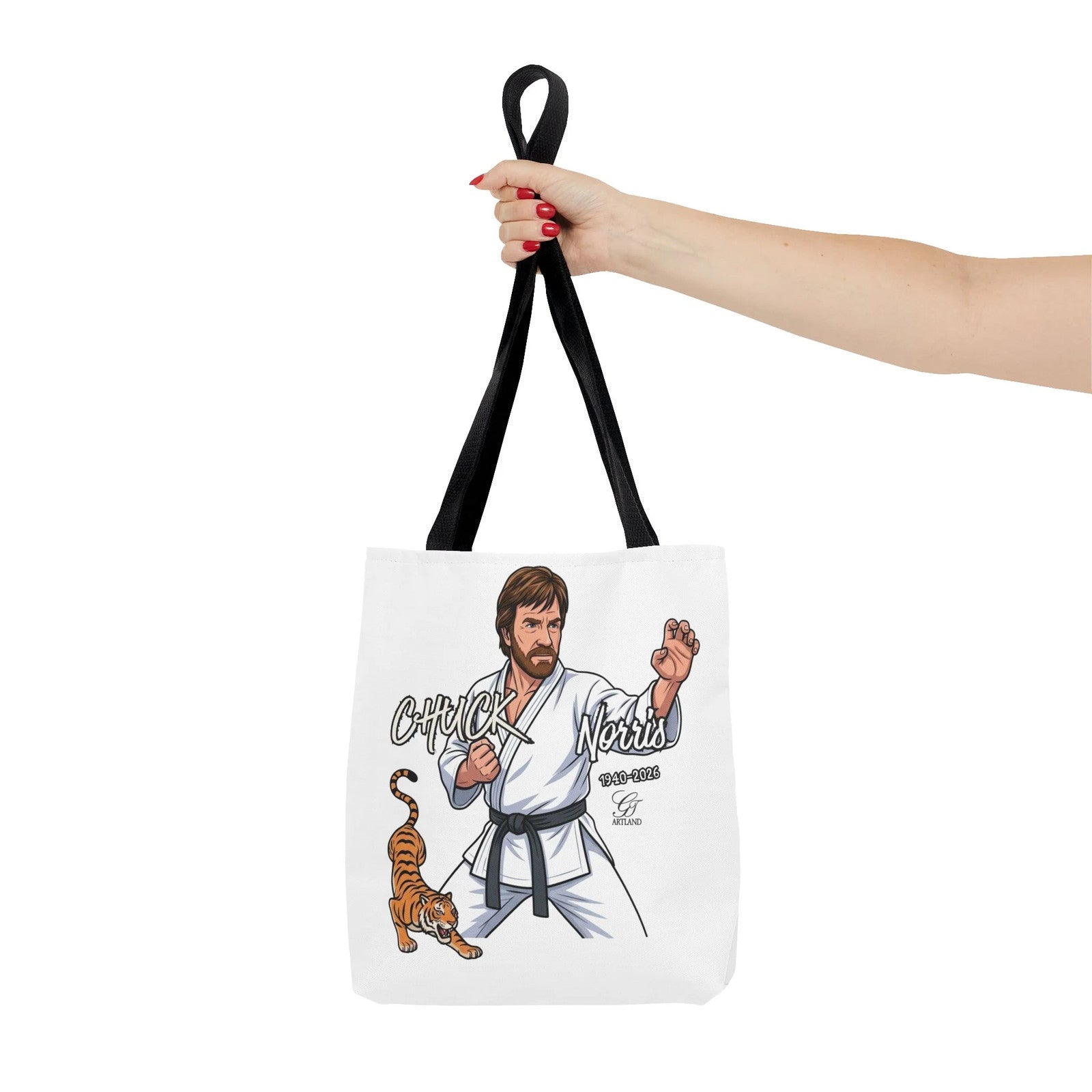Chuck Norris karate pose Tote Bag | martial arts tiger illustration by GT