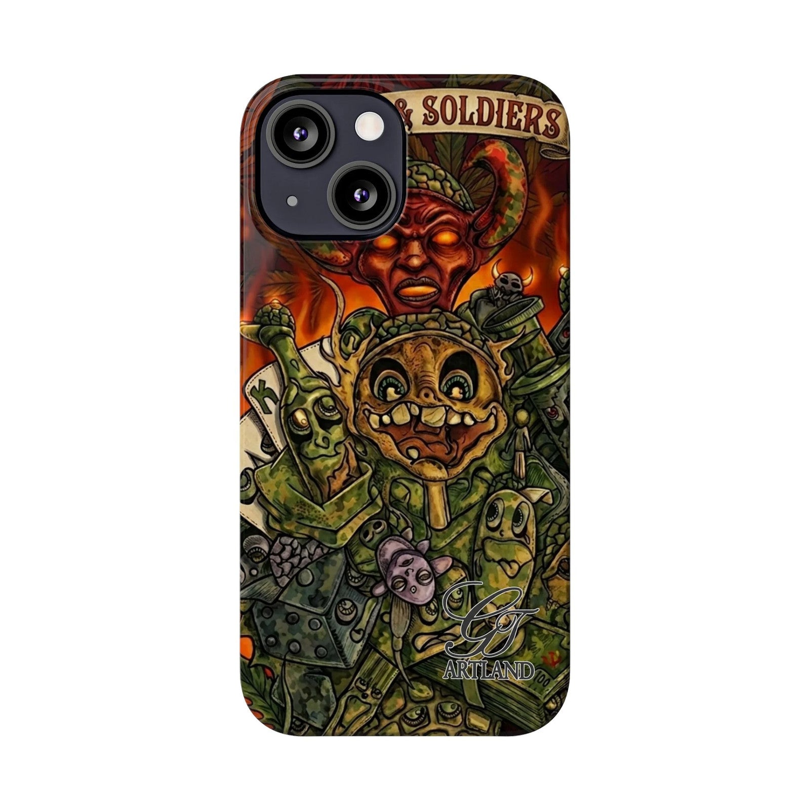 Devils Army Illustration Slim Phone Case | Horror Soldier Art by GT Artland