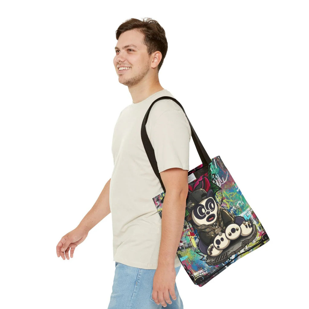 Hip Hop Panda Urban Designer Tattoo Rose Splash Tote Bag Designer | All-Over