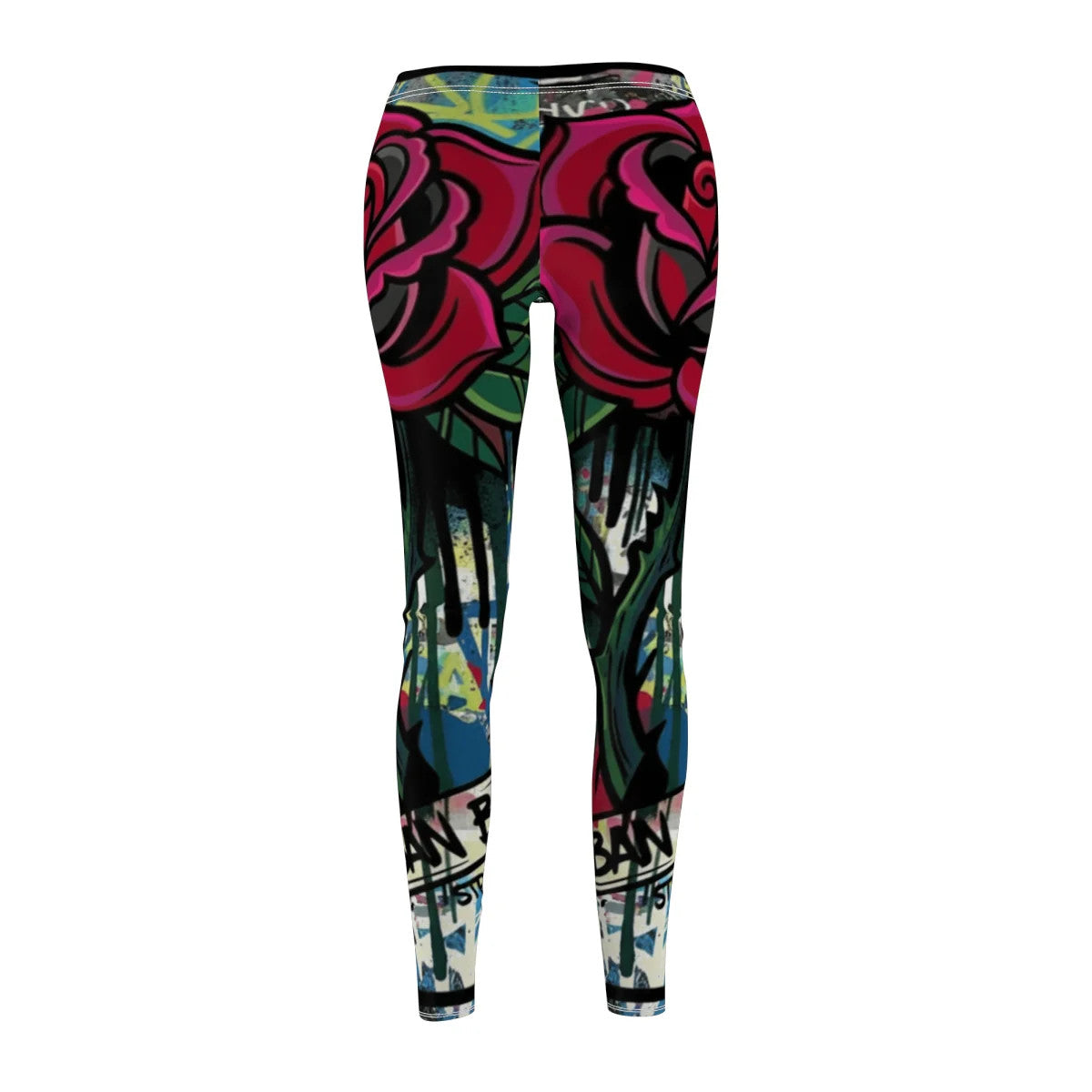Tattoo Rose Drip GT Designer Women's Cut & Sew Casual Leggings by GT Artland