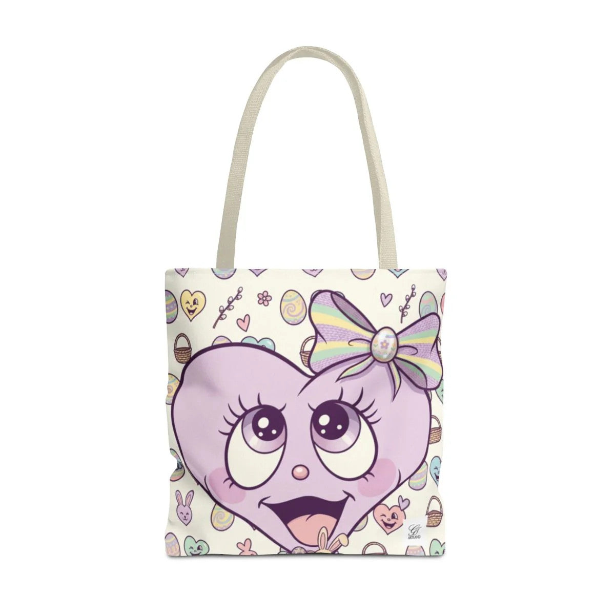 Easter Love Hunt Heart with Bow Designer Tote Bag by GT Artland