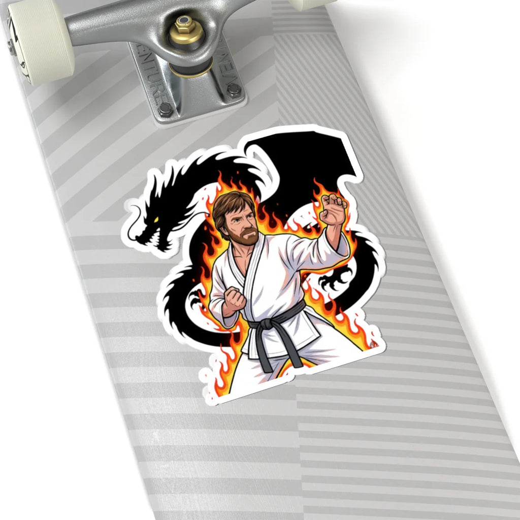 Martial Artist Chuck Norris Dragon Flames Sticker | Kiss-Cut Sticker by GT