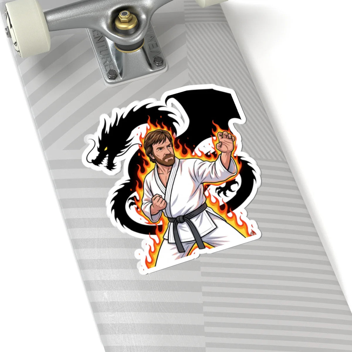 Martial Artist Chuck Norris Dragon Flames Sticker | Kiss-Cut Sticker by GT