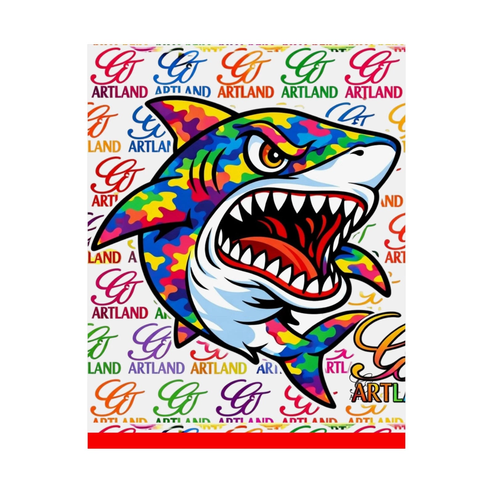 Colorful Designer Camouflage Killa Shark GT Matte Vertical Posters | Vibrant