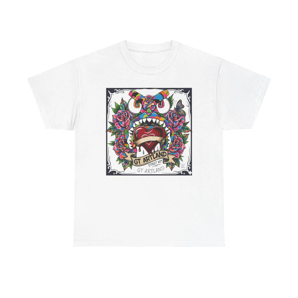 Gape Hearts and Roses Camo High Fashion Designer Unisex Heavy Cotton Tee BY GT