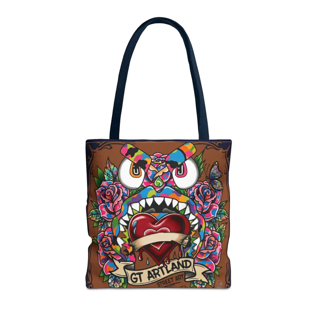 Colorful Gape Tattoo Monster Heart Tote Bag Designer Ebony Edition | All-Over